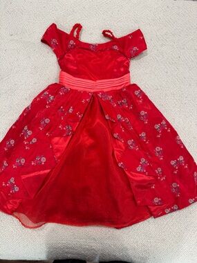 DISNEY- Elena of Avalor, Girls Red Floral Party Dress